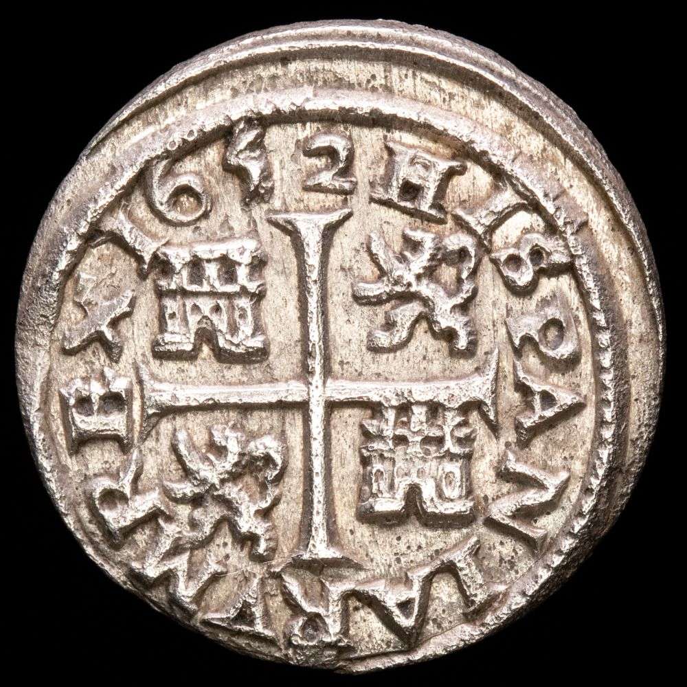 Felipe IV. 1/2 Real (1,73 g.). Segovia. 1652. Ensayador B·R. AC-631. EBC. BR invertidos. Buen ejemplar.