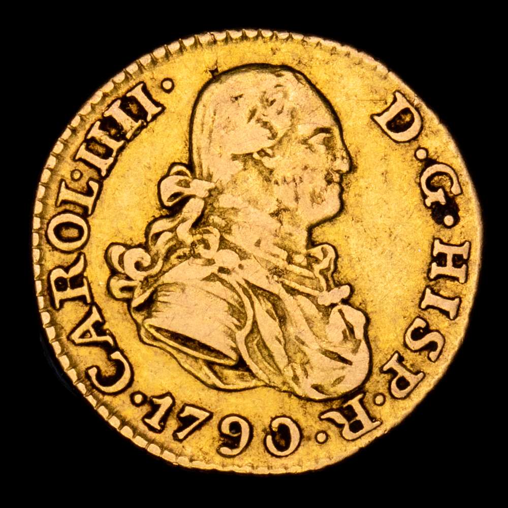 Carlos IV. 1/2 Escudo. (1,71 g.). Madrid. 1790. Ensayador M·F. AC-1069. MBC. Rara