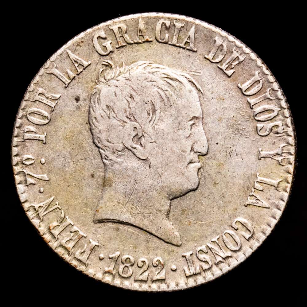 Fernando VII. 4 Reales. (5,89 g.). Madrid. 1822. Ensayador S·R. Aureo y Calicó-851. MBC. Escasa.