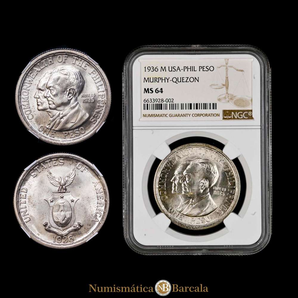 Filipinas Commonwealth (1935-1946) – 1 Peso. Murphy-Quezon. 1936. KM 178. MS64