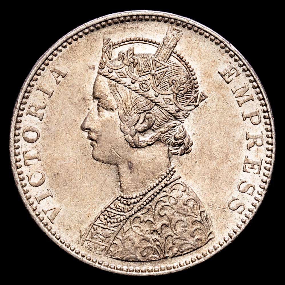 India Británica – Victoria. Rupee. (11,67 g.). Bombay. 1893. KM-492. EBC+. Brillo original. Suave tono.