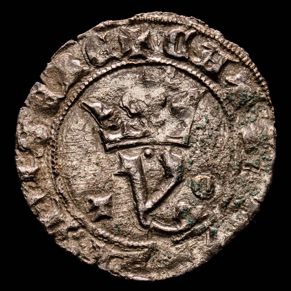 Juan I. Blanca del Agnus Dei. (1,54 g.). Toledo. 1386-1390. Ensayador T·O. AB-557. MBC+.