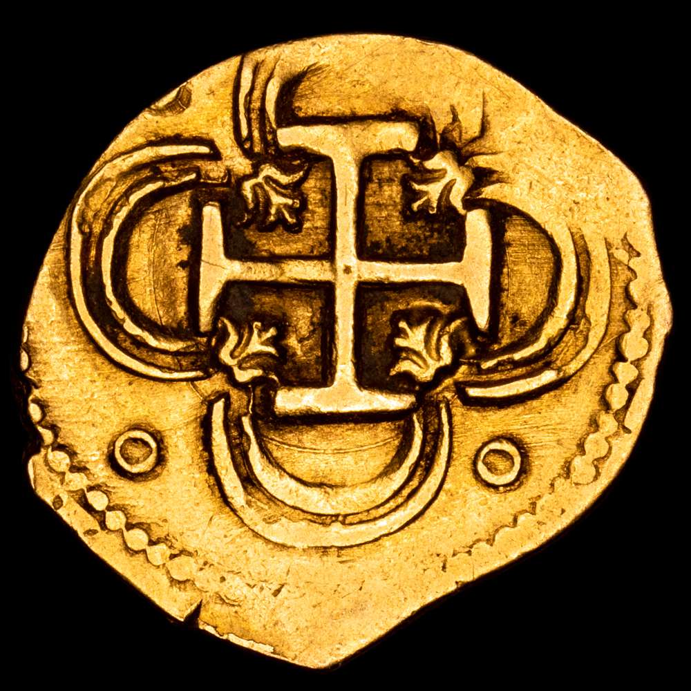 Felipe II. 2 Escudos. (5,75 g.). Sevilla. 1596. Ensayador B. AC-Falta. MBC+. Muy rara. Fecha en espejo