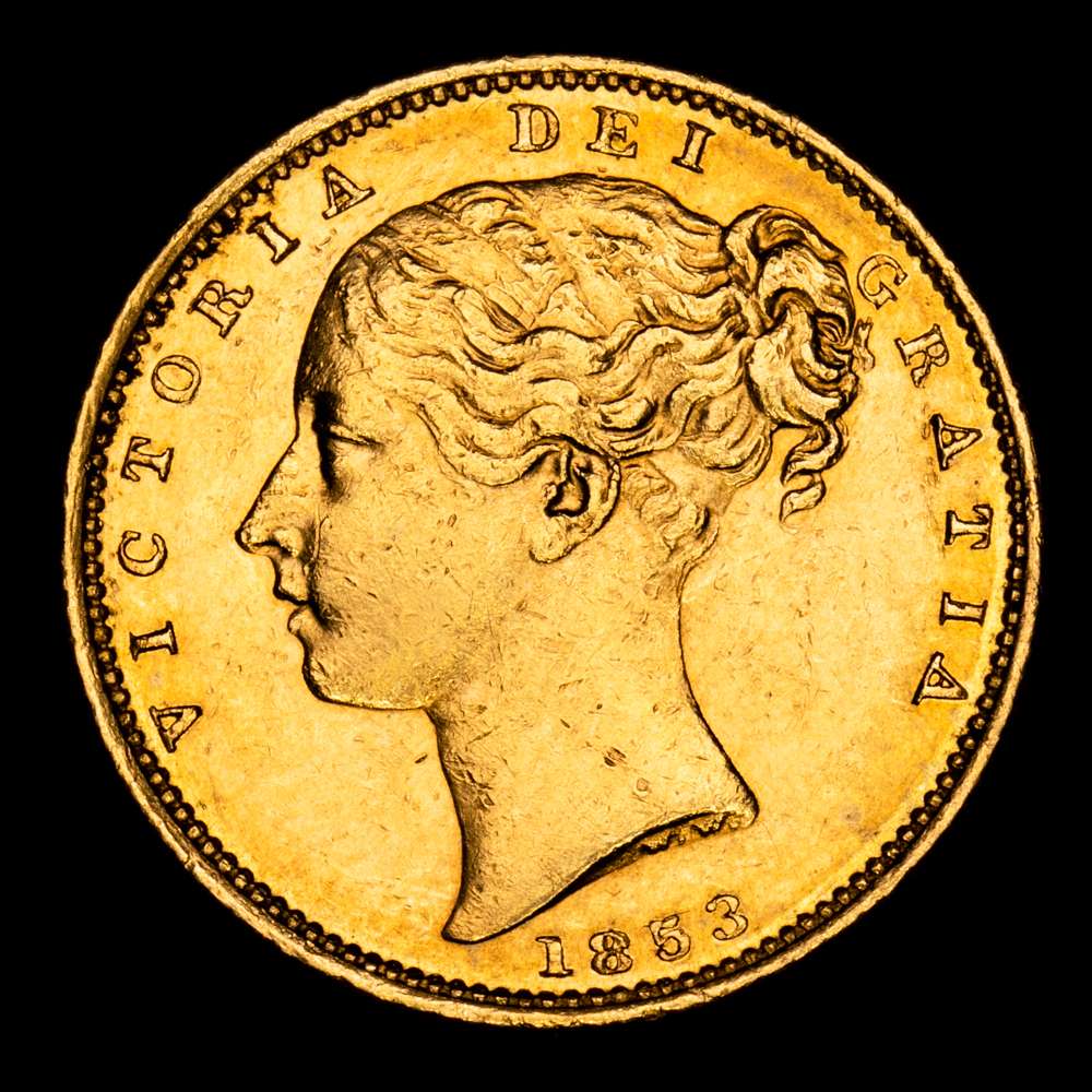 Gran Bretaña – Victoria. Sovereing. (8,01 g.). Londres. 1853. SPINK-3832. XF. Restos de brillo original