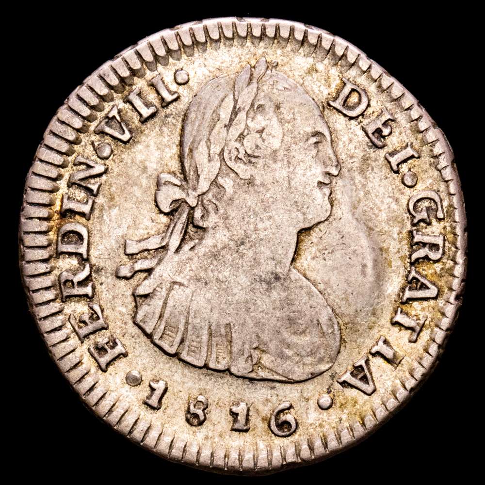 Fernando VII. 1 Real. (3,24 g.). Santiago. 1815. Ensayador F·J. Aureo y Calicó-678. MBC+. Rara. Ex. Colección Baldomero de la Fuente