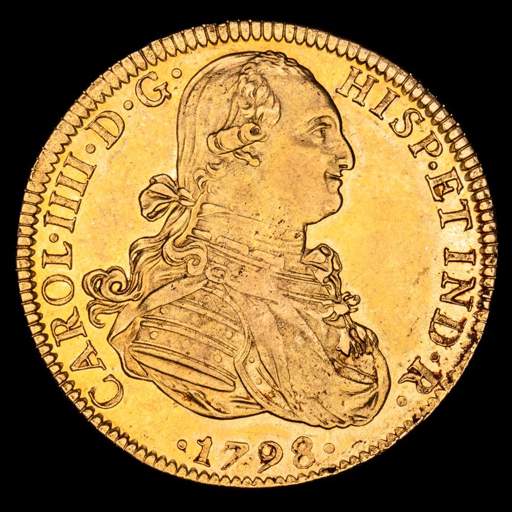 Carlos IV. 8 Escudos. (27,04 g.). México. 1798. Ensayador F·M. AC-1639. EBC+. Brillo original.