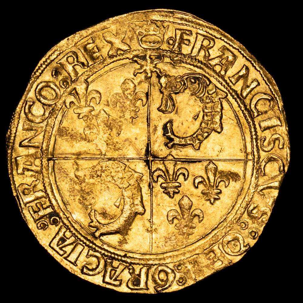 Francia – François I. Ecu D’or. (3,43 g.). 1515-1547. DY-782. XF. Raro tipo.