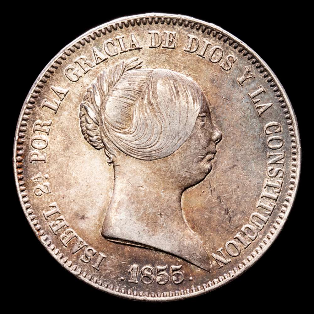 Isabel II. 20 Reales. (25,9 g.). Madrid. 1855. AC-597. MBC+/EBC.