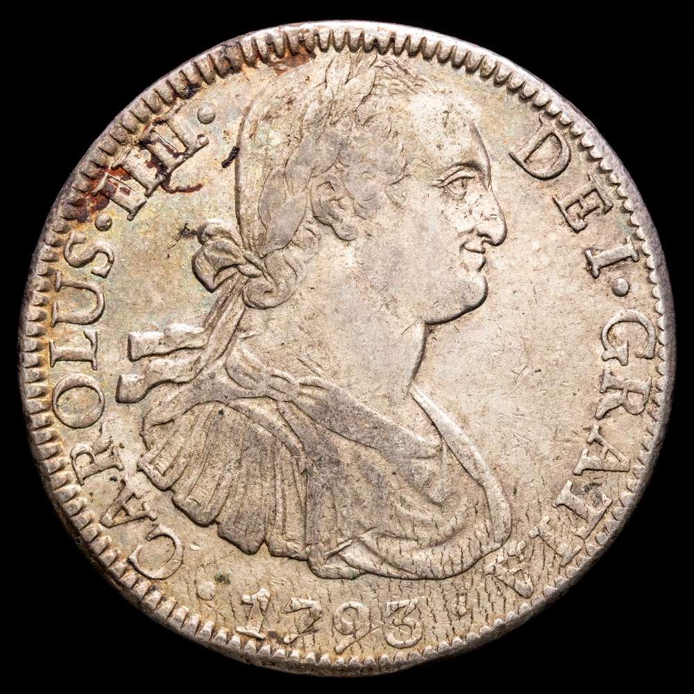 Carlos IIII. 8 reales (26,97 g.). México. 1793. Ensayador F·M. AC-955. EBC-