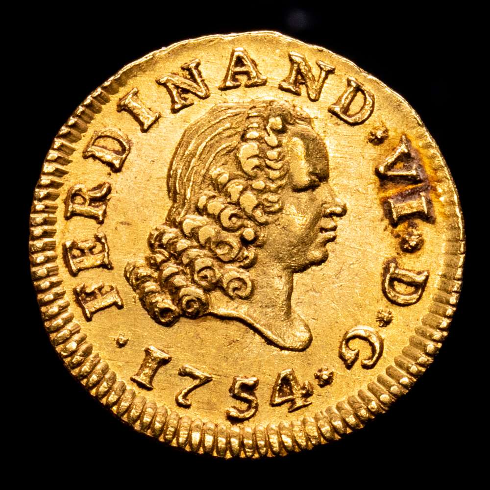 Fernando VI. 1/2 Escudo. (1,79 g.). Madrid. 1754. Aureo y Calico-251. EBC-. Parte de brillo original