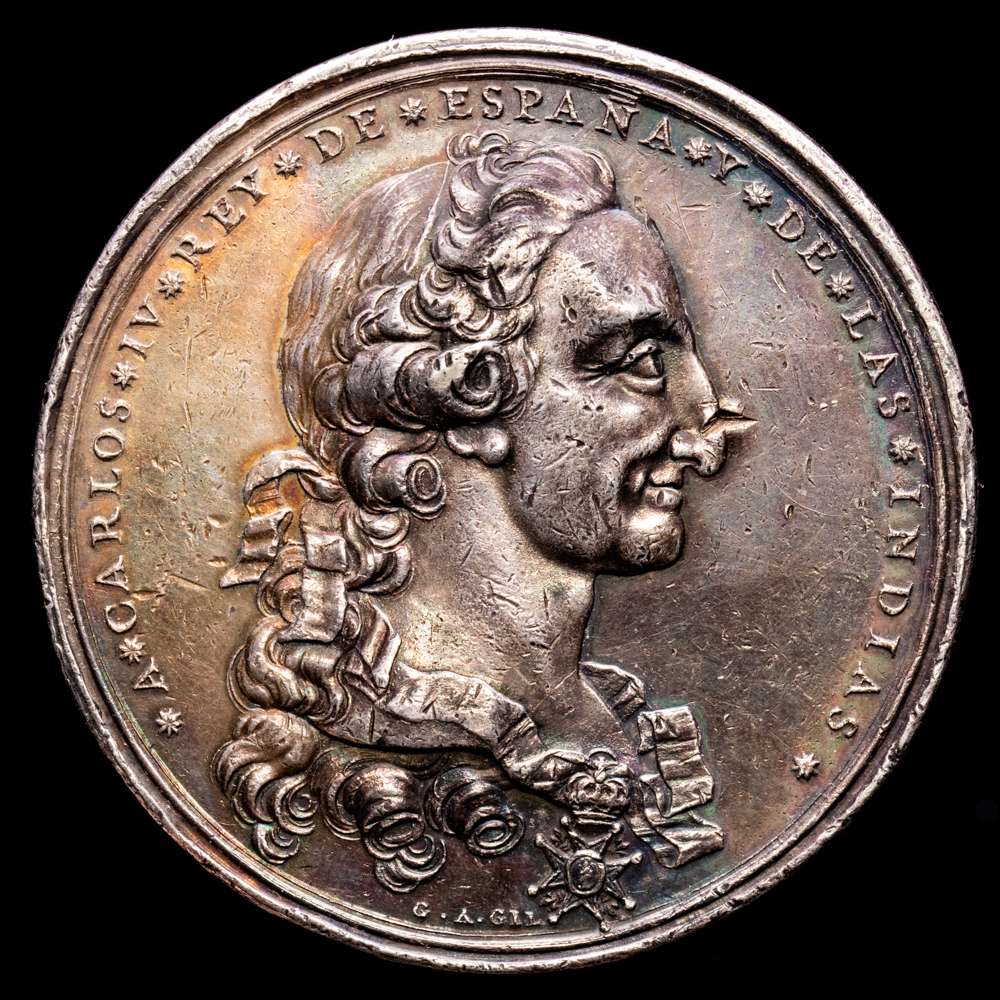 Carlos IV. Medalla de Proclamación. (46,11 g.). México. 1789. VIVES-133. EBC-. Leves golpecitos. Bello tono