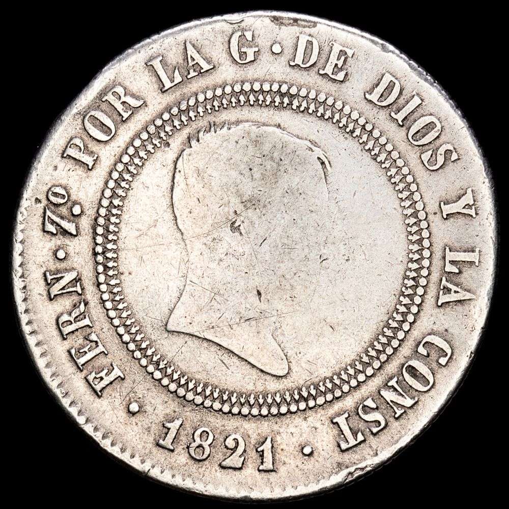 Fernando VII. 10 Reales. (12,01 g.). Madrid. 1821. Ensayador S·R. AC-1088. MBC-.