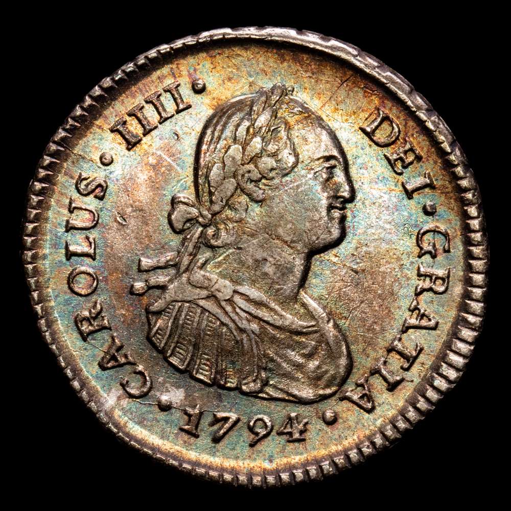 Carlos IV. 1 Real. (3,51 g.). Lima. 1794. Ensayador I·J. Aureo y Calico-393. EBC. Parte del brillo original. Preciosa pátina