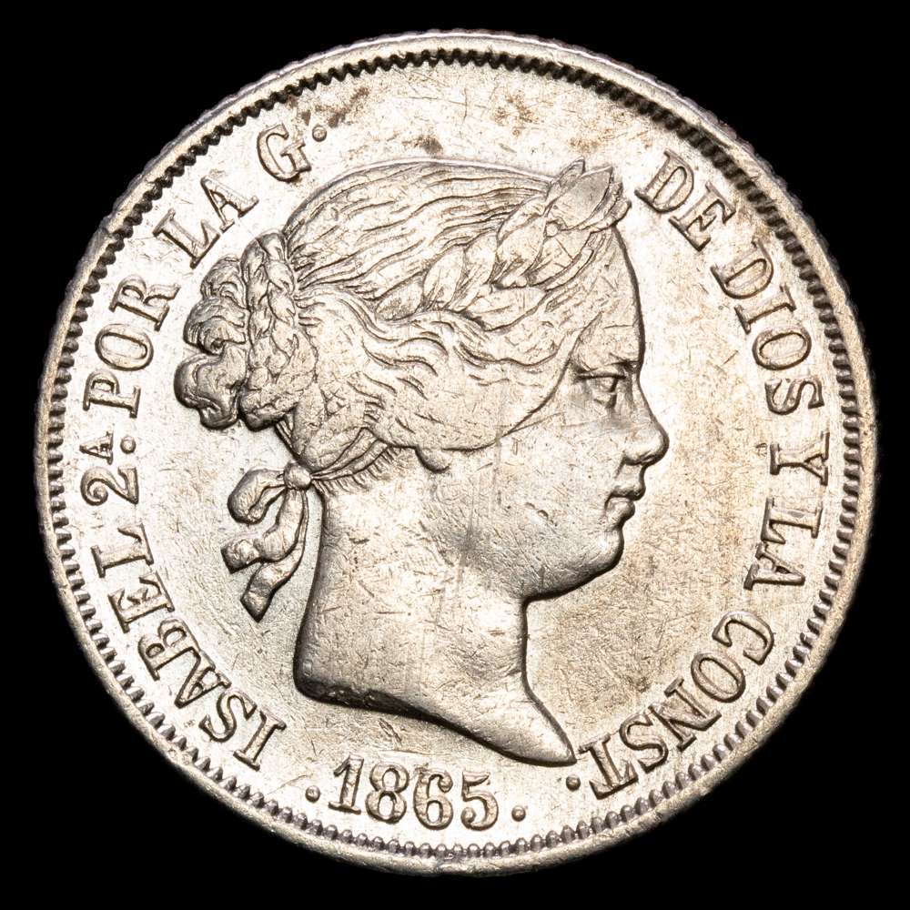 Isabel II. 40 Céntimos (5,04 g.).1865. Madrid. AC-500. VF+