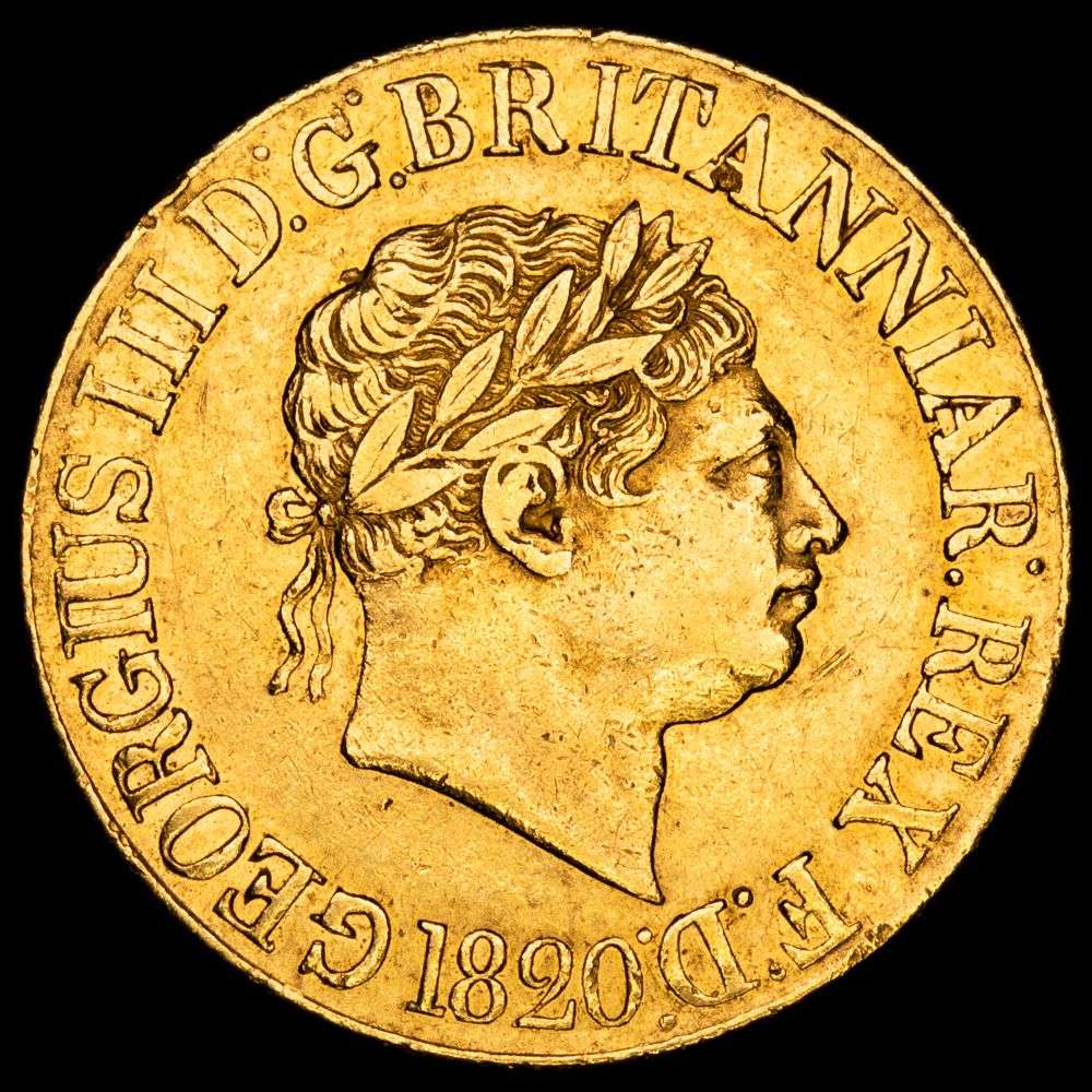 Gran Bretaña. Jorge III. Soberano (7,94 g.). 1820. KM-674. XF. Rara.