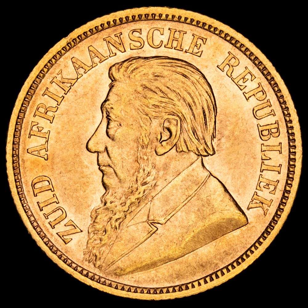 República de South Africa. 1/2 Pound (3,98 g.). 1895. KM-9.2. XF+ . Gran parte de brillo original .
