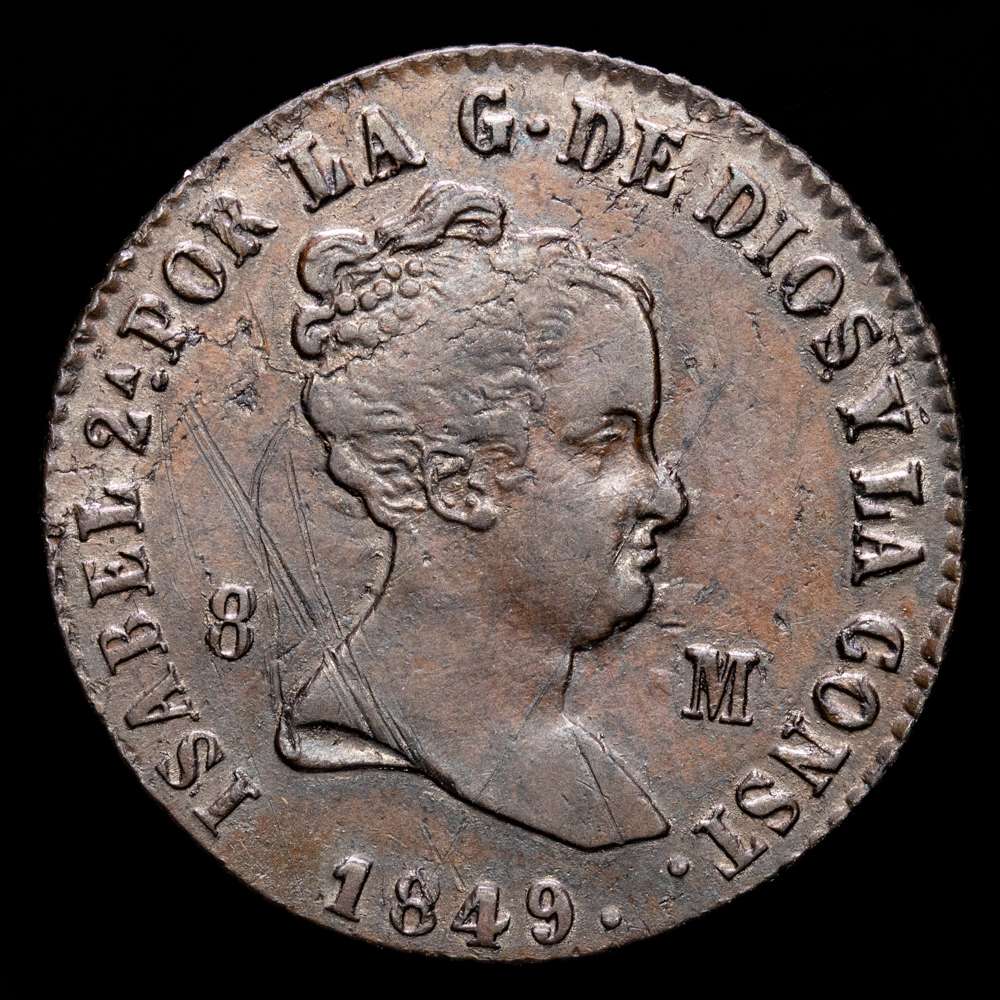 Isabel II. 8 Maravedís (9,38 g.).1849. Jubia. AC-116. EBC-