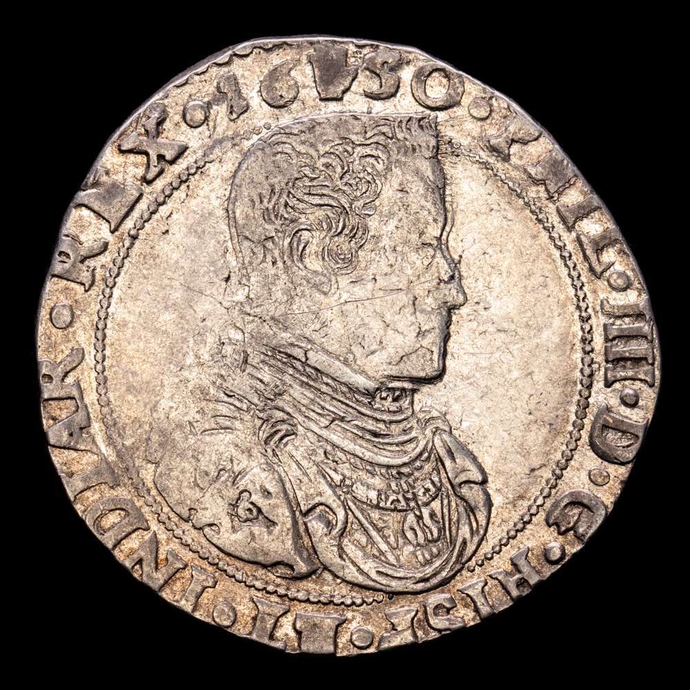 Paises Bajos – Felipe IV. 1/2 Ducatón. (16,15 g.). Amberes. 1650. VTI-872. MBC+/MBC. Escasa.