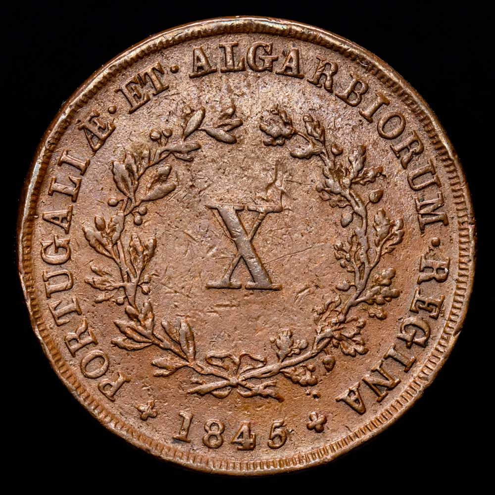 Portugal – Maria II. 10 Reis. (13,5 g.). 1845. KM-481. MBC+.