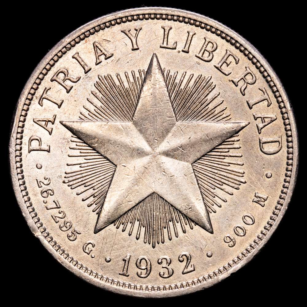 República de Cuba. 1 Peso. (26,69 g.). Cuba. 1932. KM-15.2. EBC-.