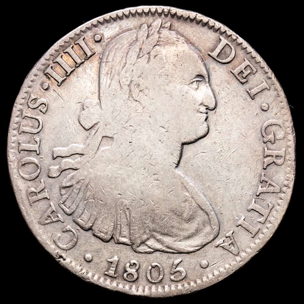 Carlos IV. 8 Reales. (26,67 g.). México. 1805. Ensayador T·H. Aureo y Calicó 983. MBC.