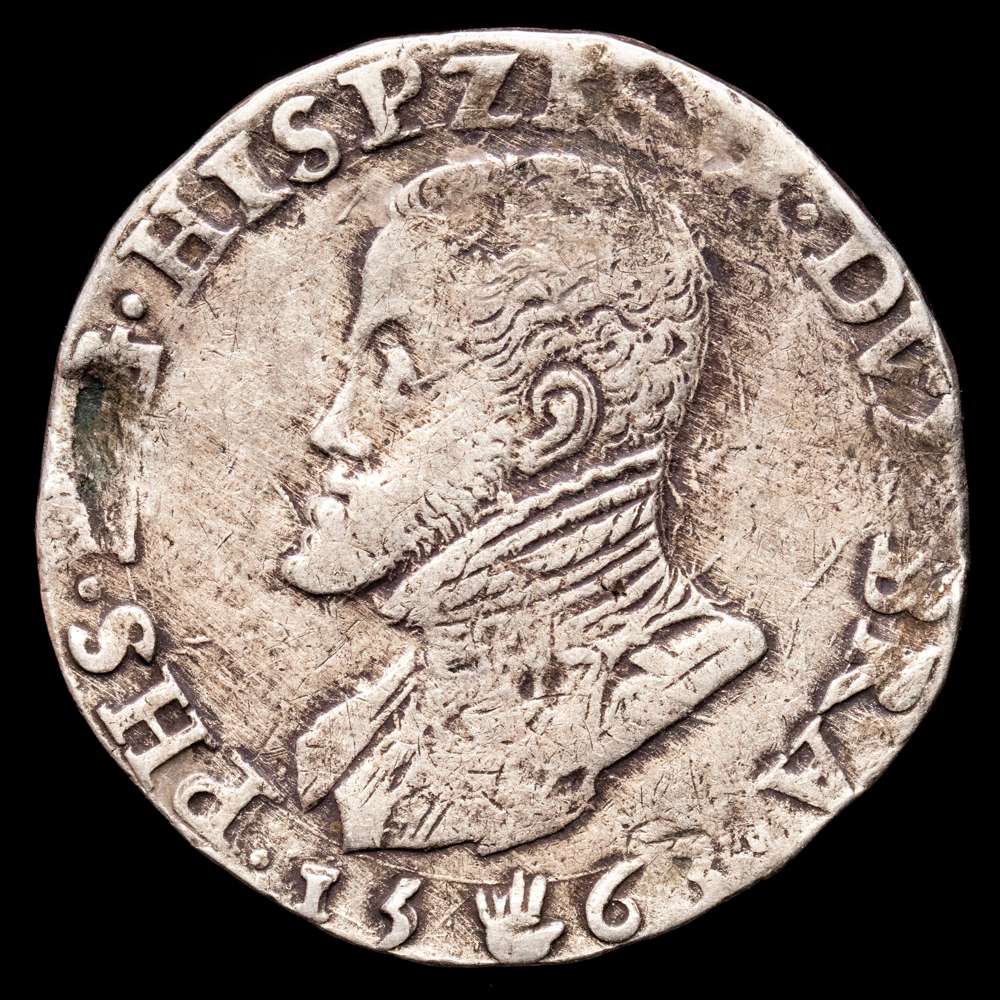 Paises Bajos – Felipe II. 1/2 Escudo. (16,98 g.). Amberes. 1563. G.H. 211. MBC.