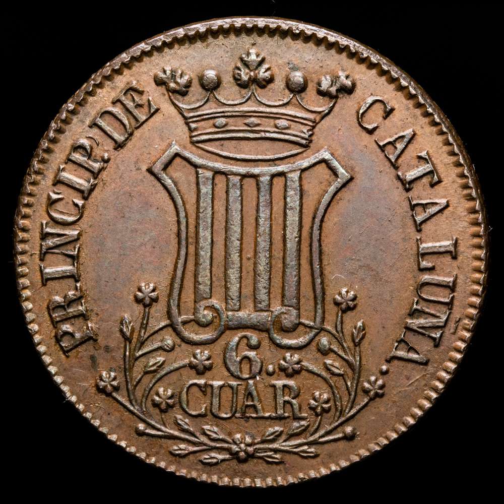 Isabel II. 6 Cuartos. (14,85g.). Barcelona. 1838. CA-6. EBC.