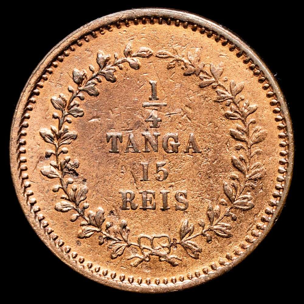 India – D. Luis I. 1/4 Tanga (9,57 g.). Bombain. 1871. KM-304. XF-. Rara.