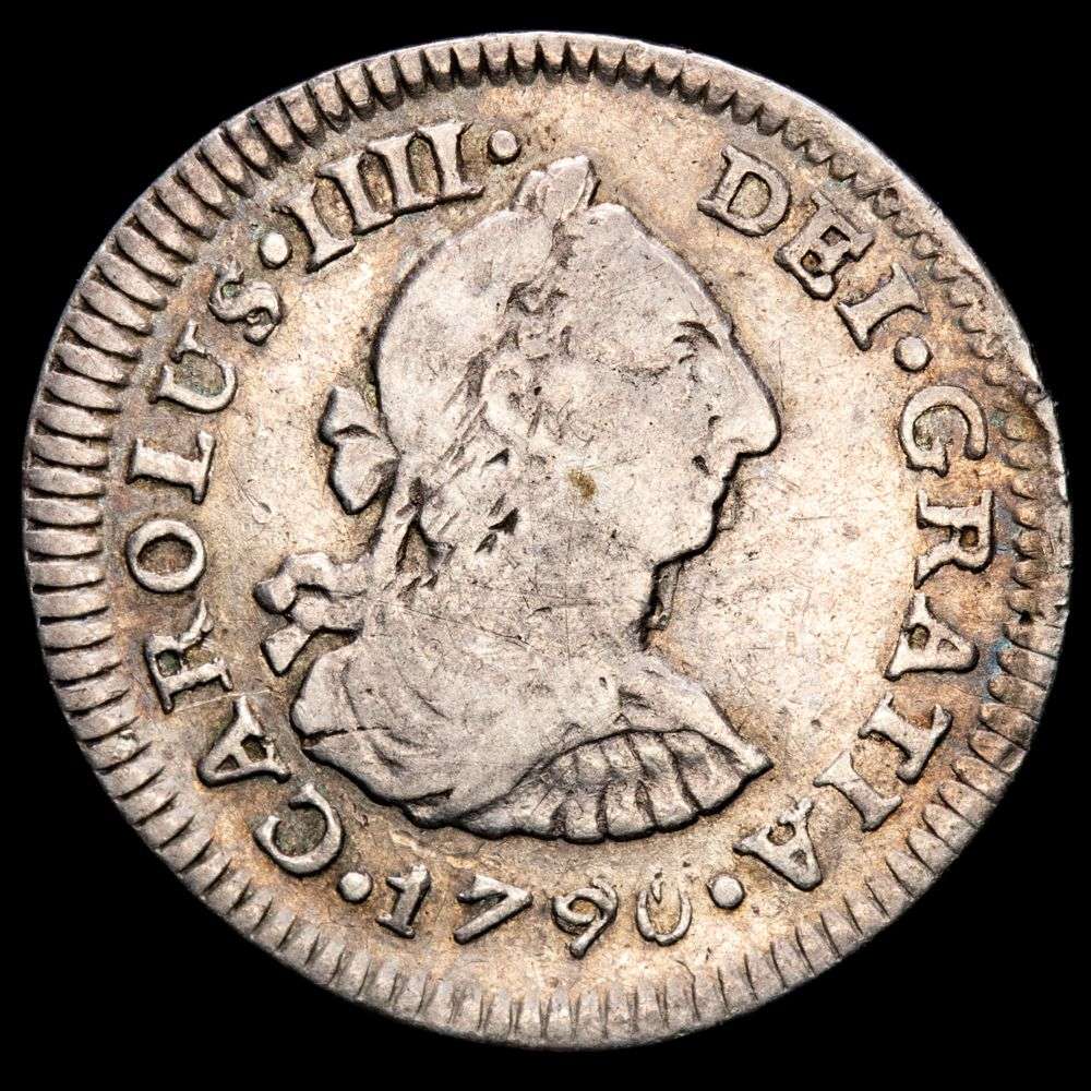 Carlos IIII. 1/2 Real. (1,69g.). México. 1790. Ensyador F·M. AC-273. MBC+. Rara. Busto de Carlos III-IV Ordinal