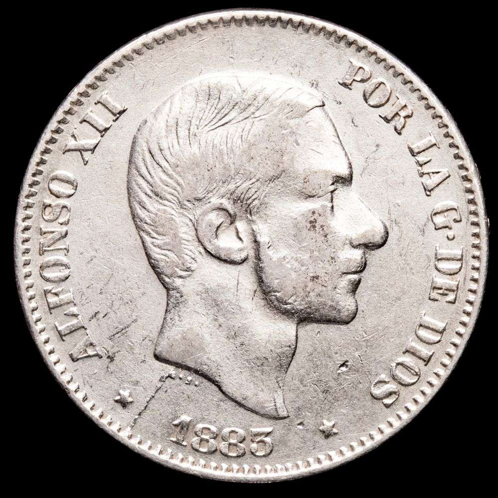 Alfonso XII. 50 Céntimos. (12,92g.). Manila. 1883. AC-120. MBC+. Colonia española.