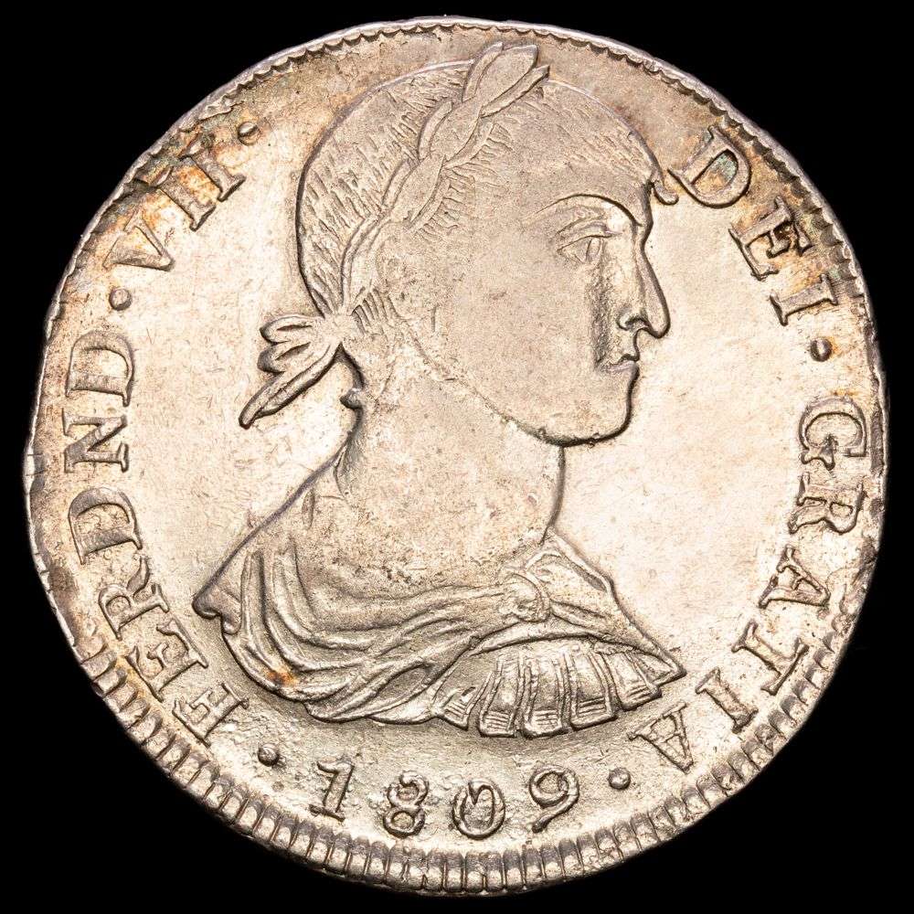 Fernando VII. 8 Reales (27,05 g.). Lima. 1809. Ensayador J·P. AC-1239. EBC-. Busto indígena. Restos de brillo original.