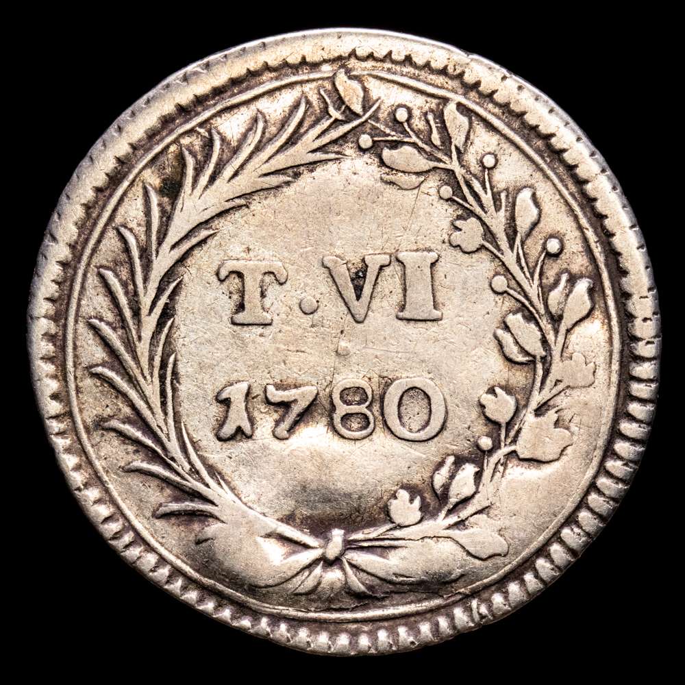 Malta – Emmanuel Pinto. 6 Tari. (5,66 g.). Malta. 1780. KM-303.1. MBC+.