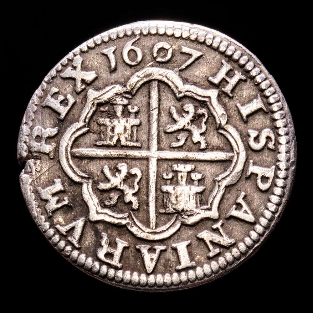 Felipe III. 1 Real. (3,48 g.). Segovia. 1607. Ensayador C. AC-516. MBC+. Escasa