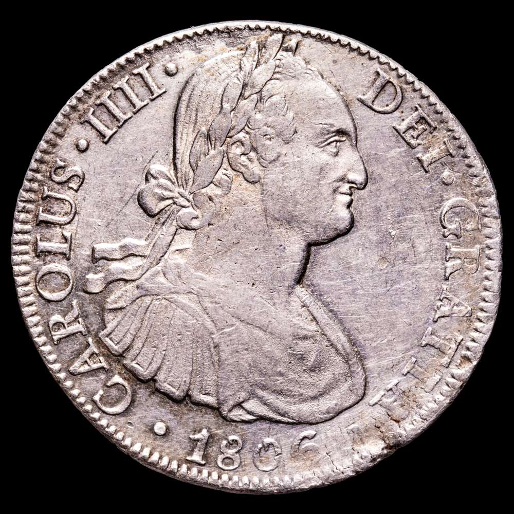 Carlos IV. 8 Reales. (27,01 g.). México. 1806. Ensayador T·H. AC-984. EBC-. Restos de brillo original.