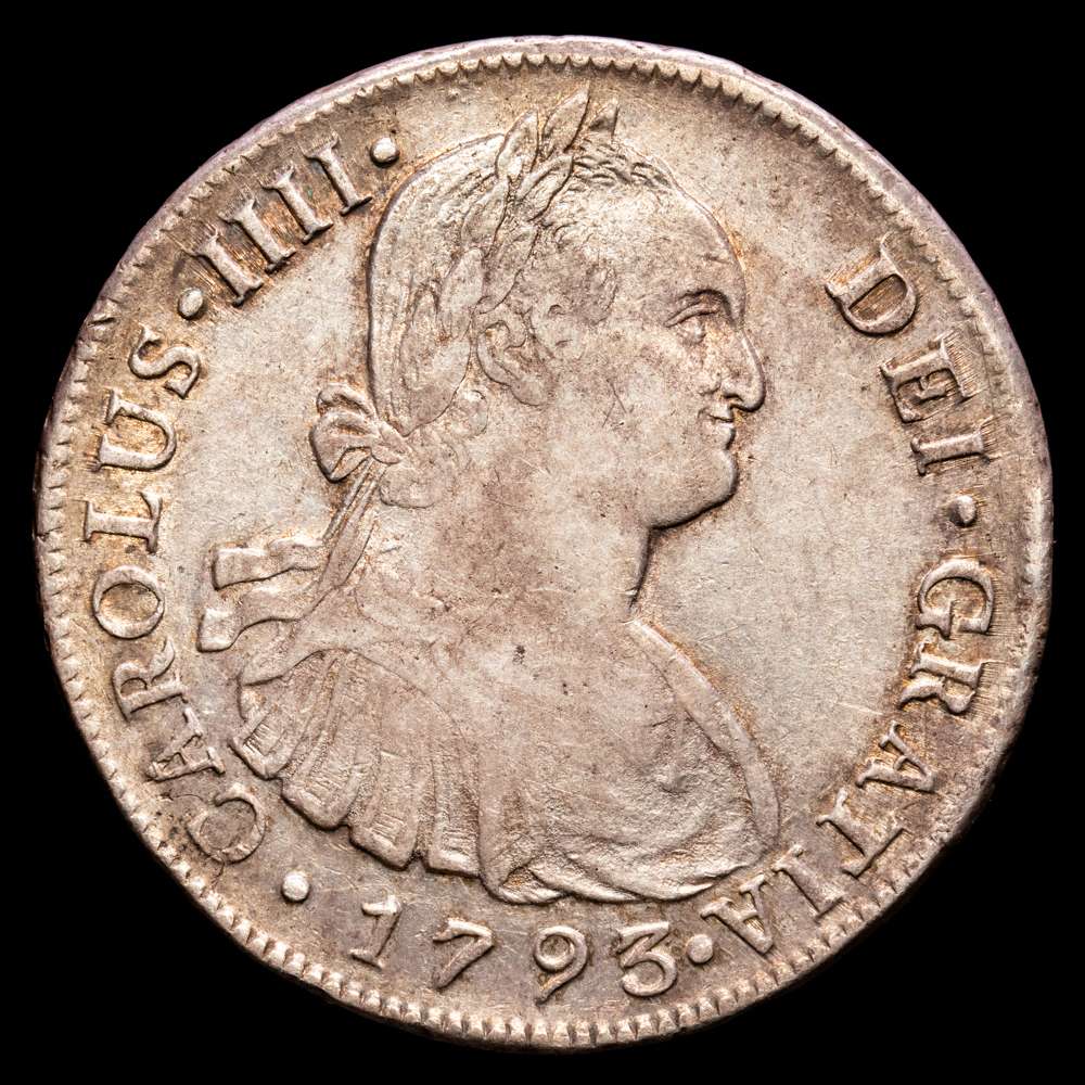 Carlos IV. 8 Reales. (27,09 g.). Lima. 1793. Ensayador J·J. Aureo y Calico-909. XF-. Suave tono