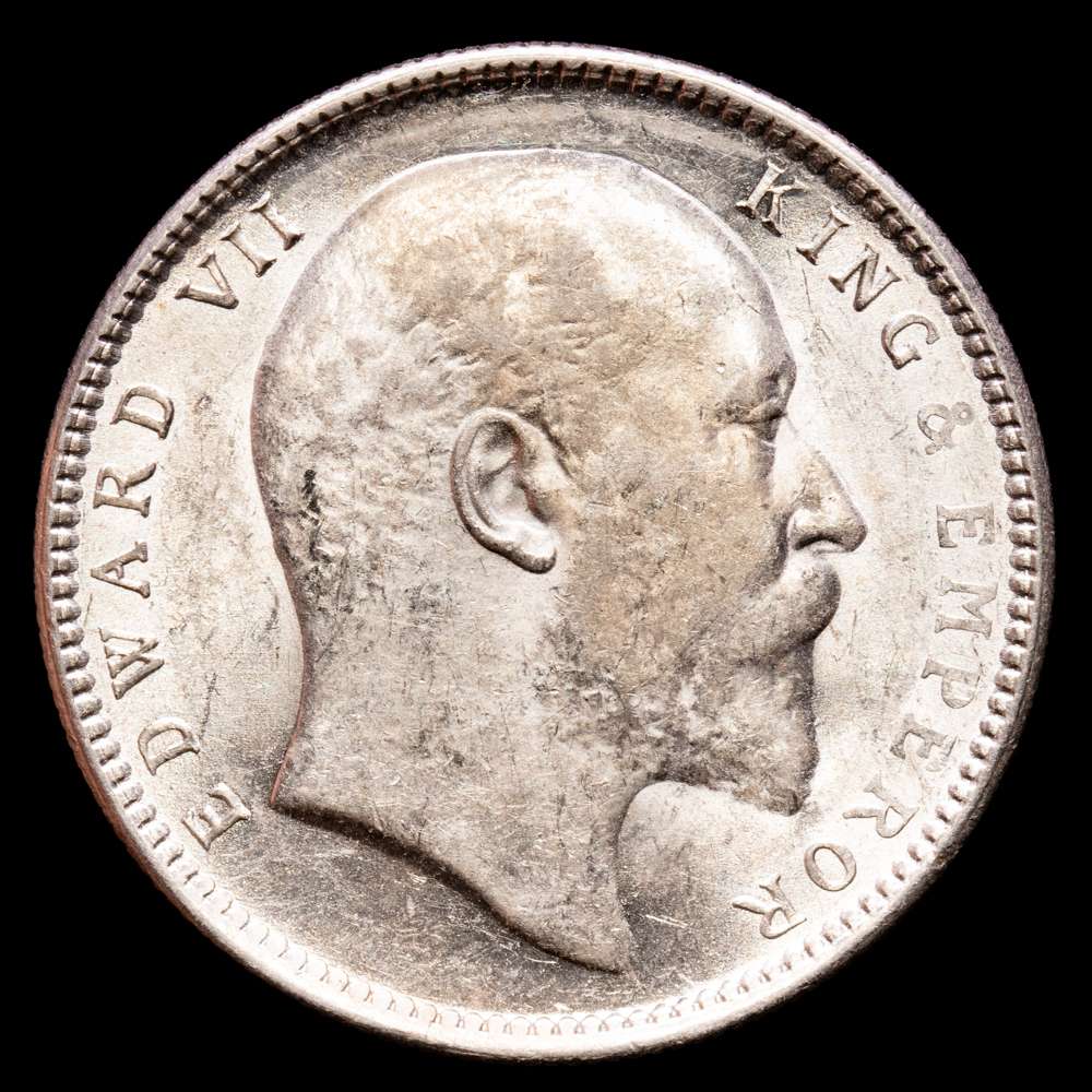 India Británica – Edward VII. Rupee. (11,65 g.). Calcuta. 1905. KM-508. EBC+. Brillo original