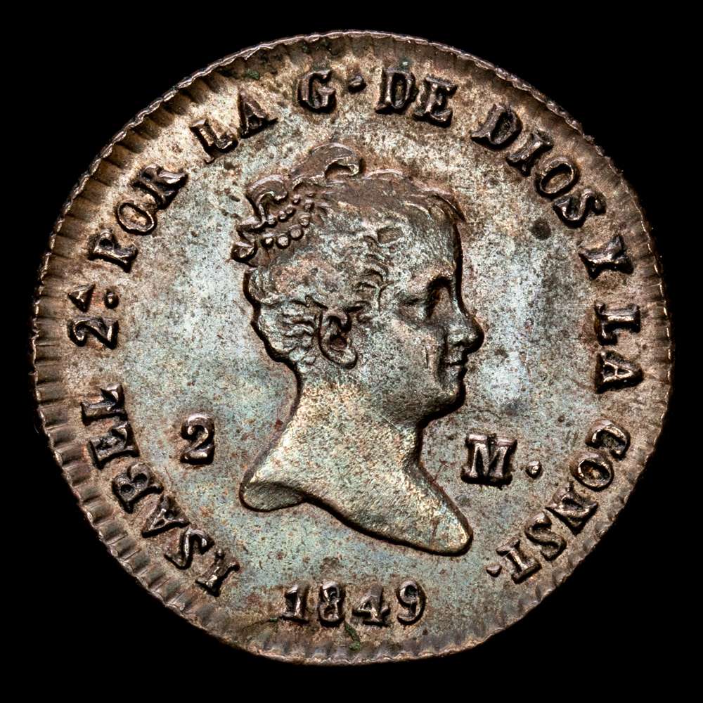 Isabel II. 2 Maravedís. (2.15 g.). Segovia. 1849. Aureo y Calicó-60. EBC+. Restos de brillo original