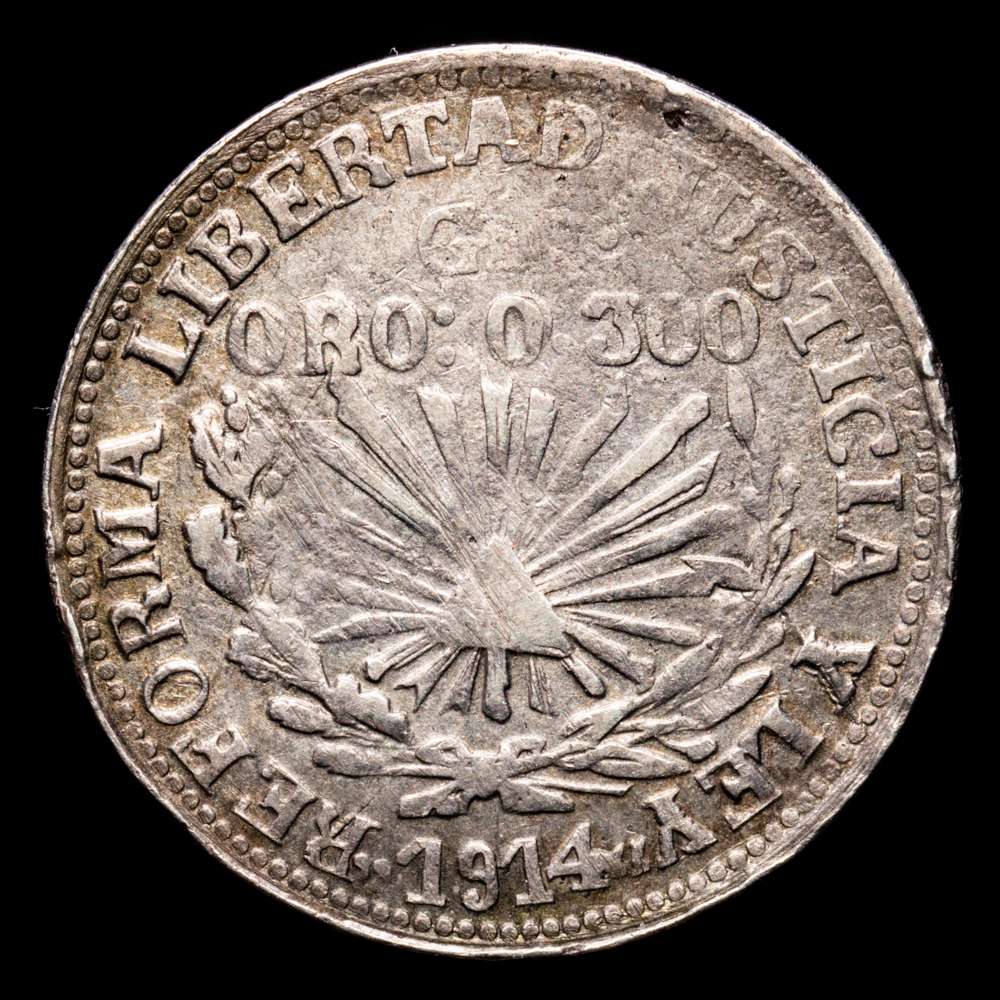 México . Estado de Guerrero Emiliano Zapata 1 Peso 1914 GRO Plata 12,68g KM# 641. MBC