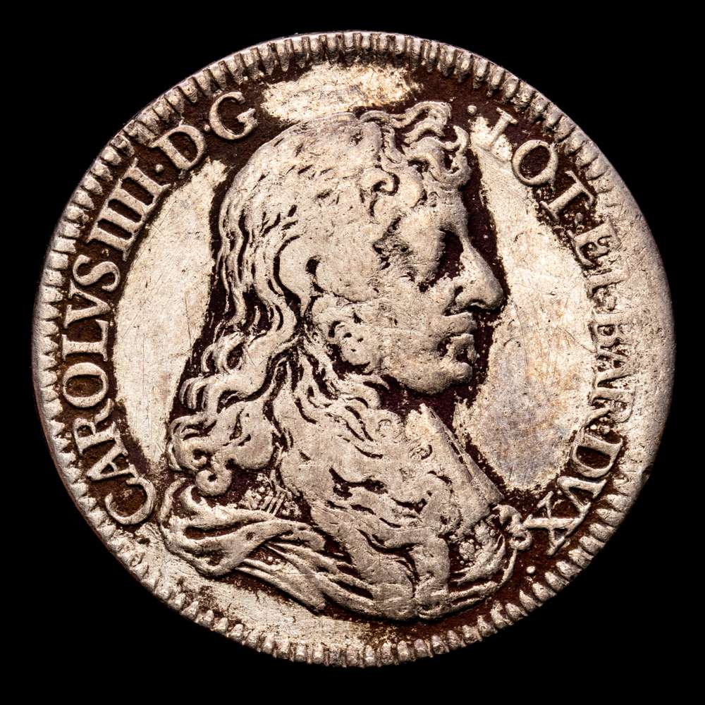 Francia – Charles IV. Testón. (8,39 g.). Nancy. 1667. KM-62. VF+. Escasa