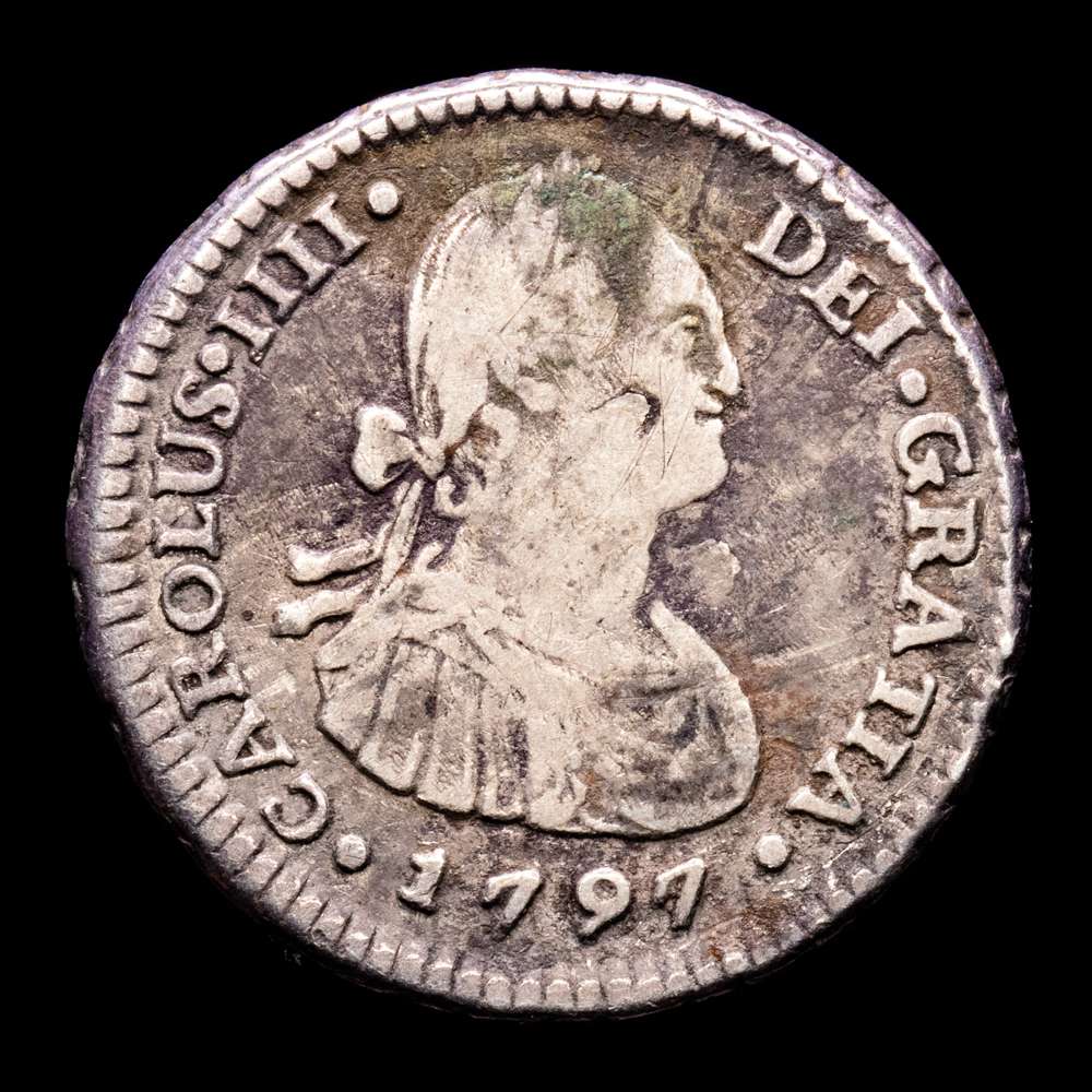 Carlos IIII. 1 Real. (3,39 g.). Santiago. 1797. Ensayador D·A. Aureo y Calicó – 515. BC+. Muy rara.