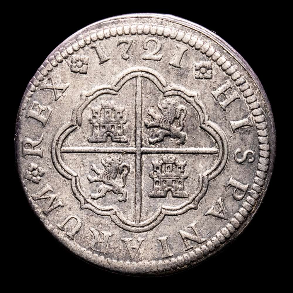 Felipe V. 2 Reales. (5,89 g.). Cuenca. 1721. Ensayador J·J. Aureo y Calicó – 671. MBC+.