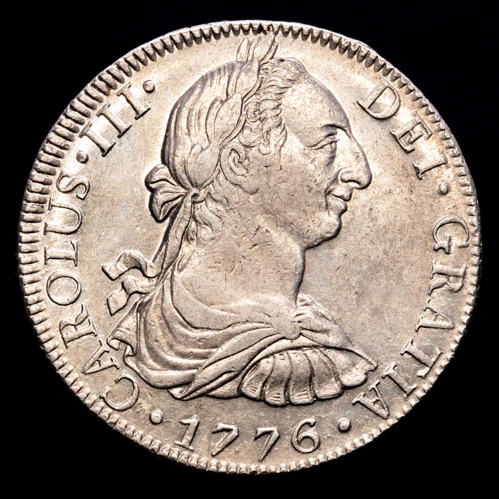 Carlos III. 8 Reales. (26,97 g.). México. 1776. F-M. AC-1110. MBC+/EBC. Parte de brillo original