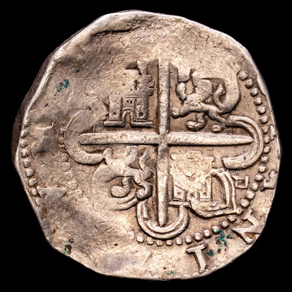 Felipe II. 8 Reales. (27,42 g.). Sevilla. (1555-1598). Ensayador “cuadrado”. Aureo y Calico-720. MBC.