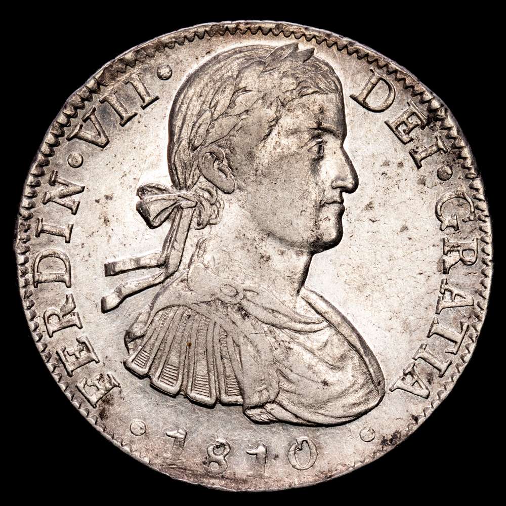 Fernando VII. 8 Reales. (26,95 g.). México. 1810. H·J. AC-1310. EBC-. Gran parte de brillo original