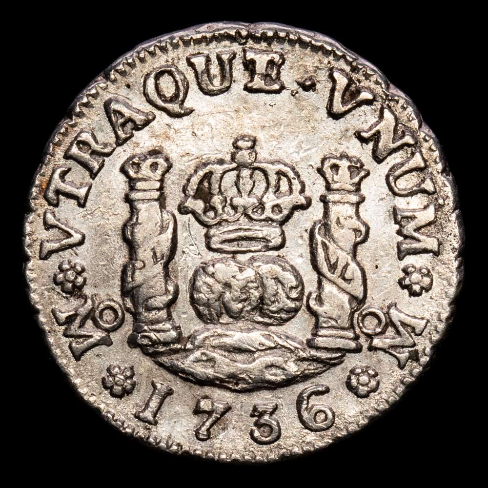 Felipe V. 1/2 Real. (1,67 g.). México. 1736. M·F. AC-257. EBC-.