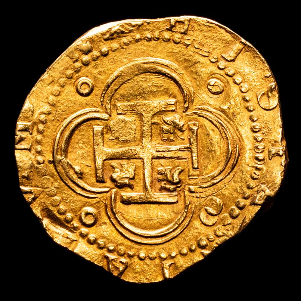 .Felipe II (1556-1598). 4 escudos. ND (1566-1587). Sevilla. (Cal-887). (Tauler-11). Au. 13,46 g. Escudo entre S/d cuadrada y valor IIII. Gran parte de las leyendas visibles. Rara. EBC .