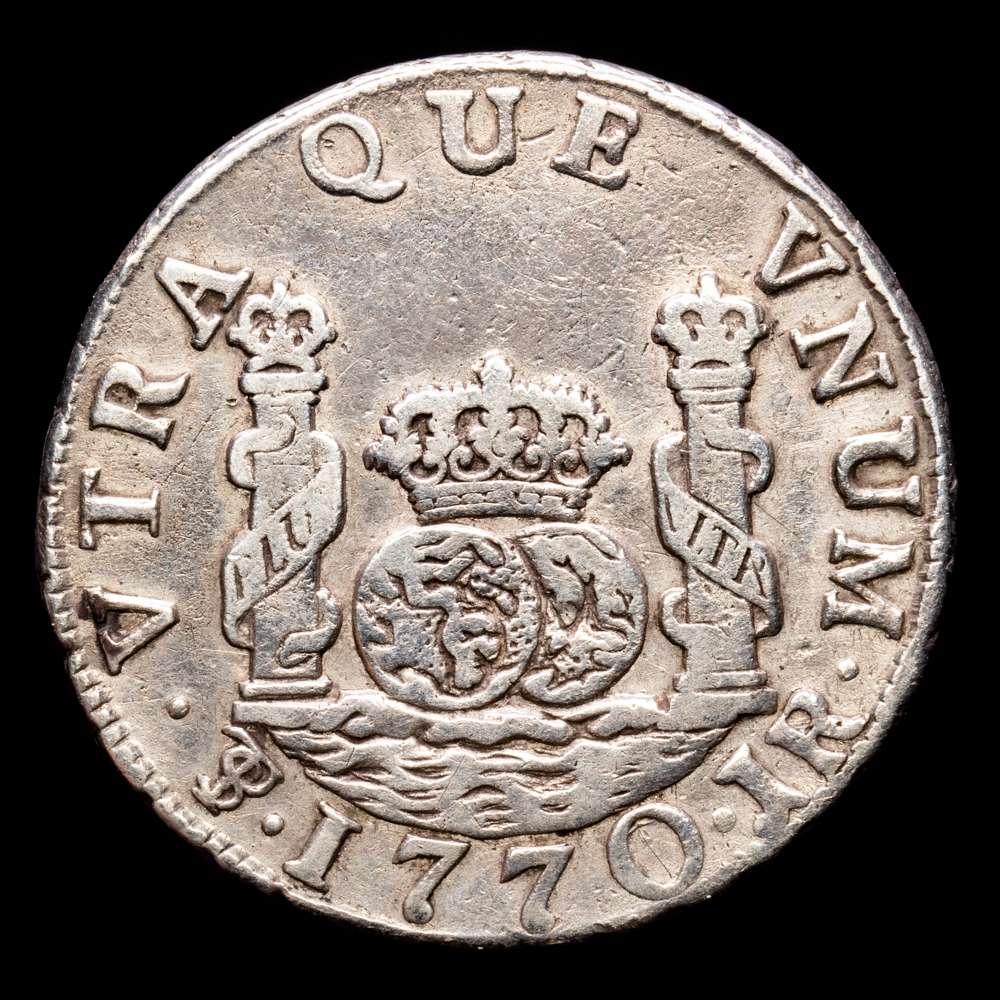 Carlos III. 2 Reales. (6,6 g.). Potosí. 1770. J·R. CAL-711. Escasa .MBC+ (Limpiada)