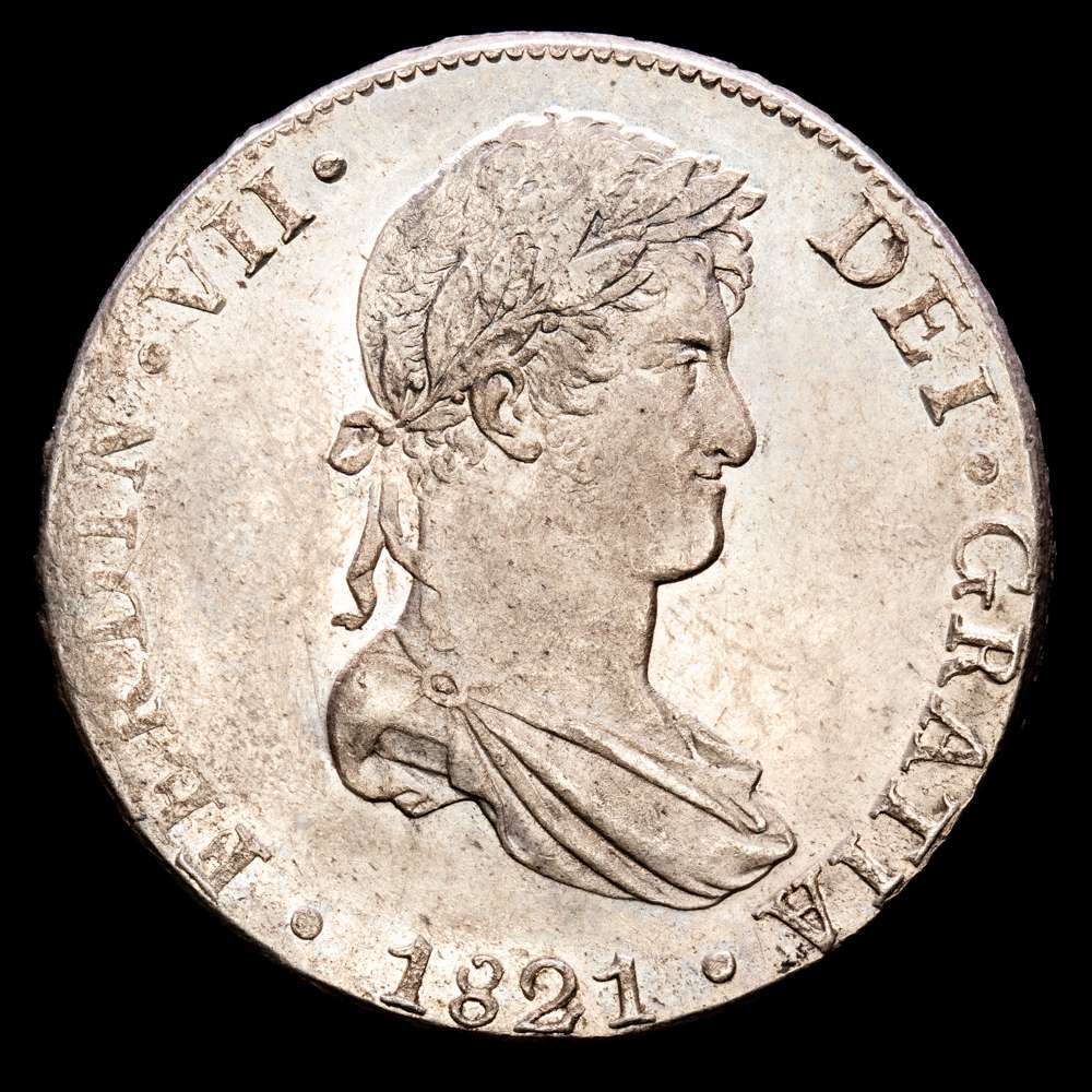 Fernando VII. 8 Reales. (27,04 g.). Lima. 1821. J·P. AC-1254. EBC+. Brillo original