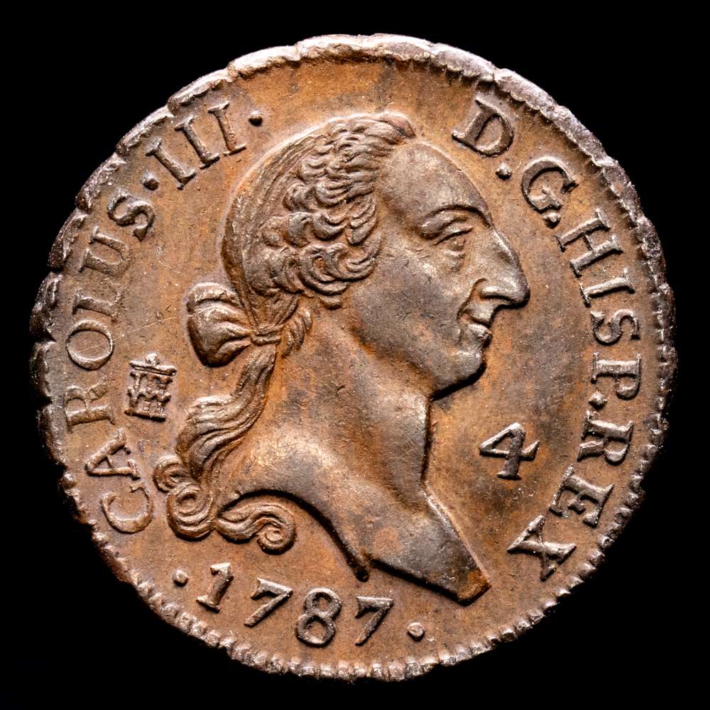 Carlos III. 4 Maravedís. (5,16 g.). Segovia. 1787. AC-66.