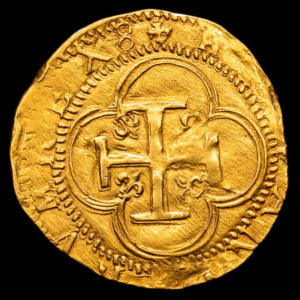 Felipe II. 2 Escudos. (6,71 g.). Granada. (1556-1598). F. AC-816. EBC. Parte de brillo original .Muy rara y más así .